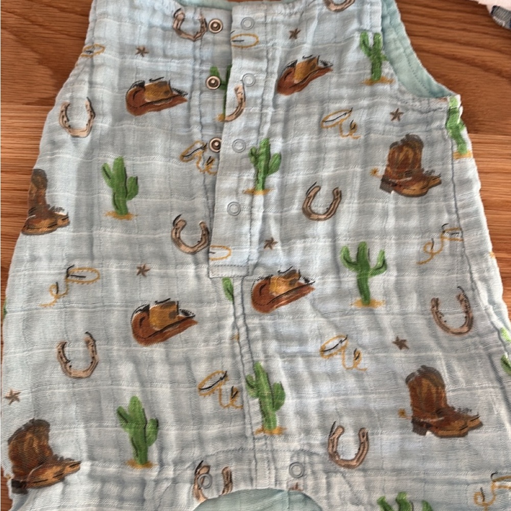 Angel Dear Muslin Cowboy Print Romper